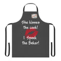 Funny Couples Apron – "She Kisses the Cook! I Spank the Baker!" Kitchen Apron with Lip Print