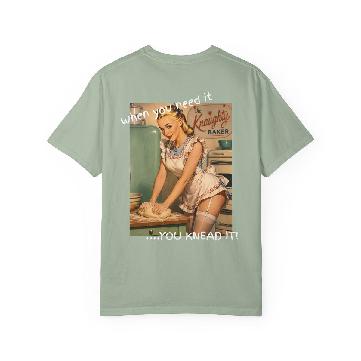 Pin-Up Bakers T-Shirt — "The Naughty Baker" Retro Kitchen Graphic Tee